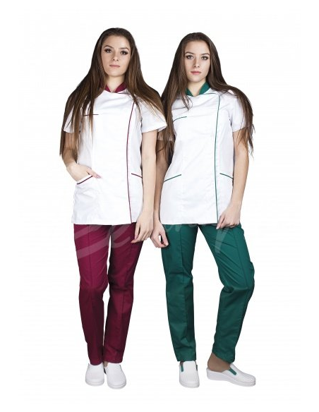 Дамска туника модел SINTIA- бяло+ светло синьо