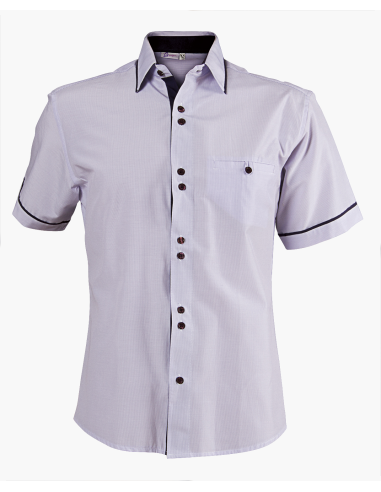 Мъжка риза с къс ръкав модел ALEX (светло лилава)