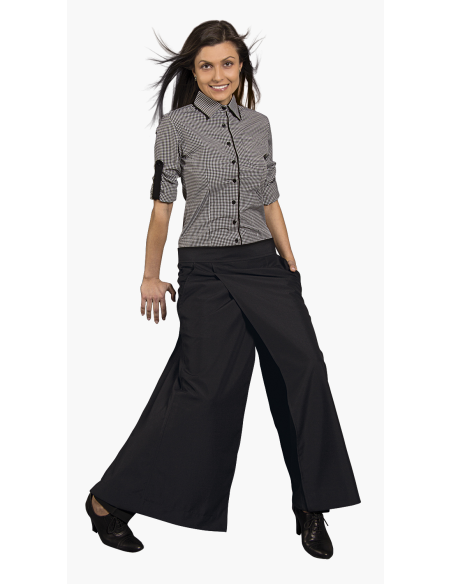 Дамска риза модел FLORIS LADY с дълъг ръкав (черен пепит)