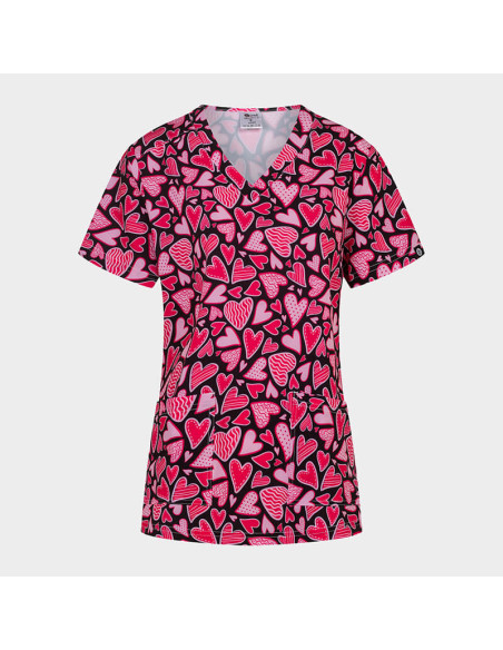 Медицинска туника ISABELLA - Pink Hearts
